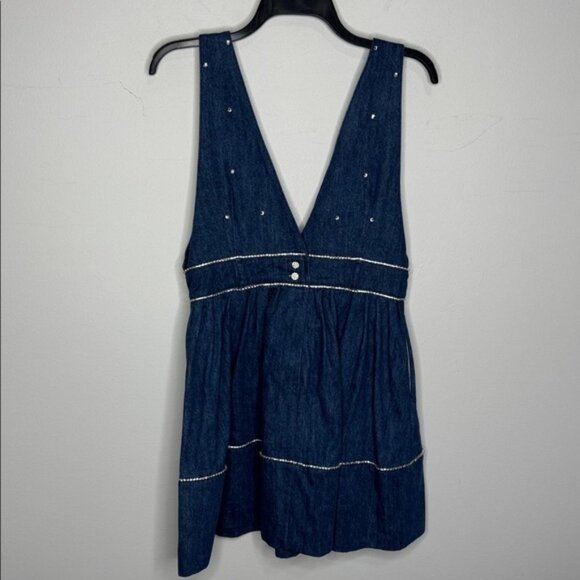 Free People Aultry Embellished Denim Dress NWT Small - Picture 12 of 12